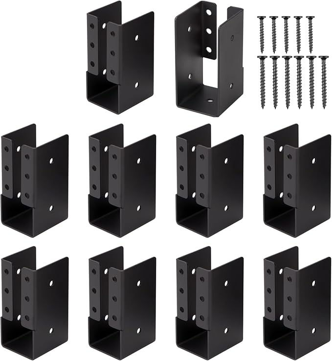 Concealed Joist Hangers, 10 Pcs 2"x4" Outdoor Trim Concealed Flanges with Screws,, for Beam,Swing, Handrail,Fence (10, 2"x4")