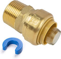 1" PTC to 1" NPT Male Adapter Push-Fit, Push to Connect Brass Plumbing Fitting for Copper, CPVC, PEX Pipes, With Upgraded Stiffener, Disconnect Clip Included, NSF & UPC Certified