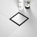 Square Shower Drain 4", Matte Black Floor Drain with Tiled Insert Grate & Hair Strainer, 304 Stainless Steel Bathroom 2-in-1 Tiled in Drain, CUPC Certified (Matte Black, 4'')