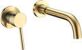 sumerain Wall Mount Bathroom Faucet Brushed Gold Lavatory Faucet, Single Left-Handed Handle