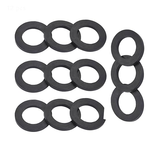 12PCS Washer Ring Shower, Faucet Washers Replacement for Sealing Rubber Washer, Black (1 Inch)