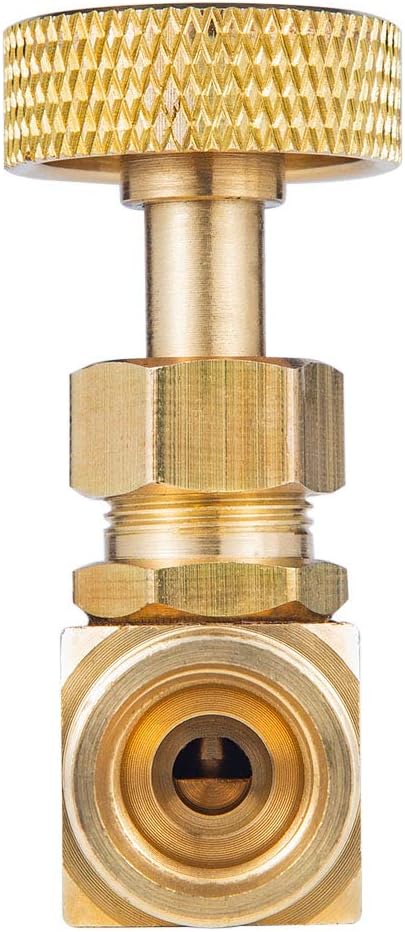 1 Pieces Heavy Duty Brass Instrument Replacement Control Needle Valve 1/4" Npt Female X 1/4" Npt Female Connection Golden