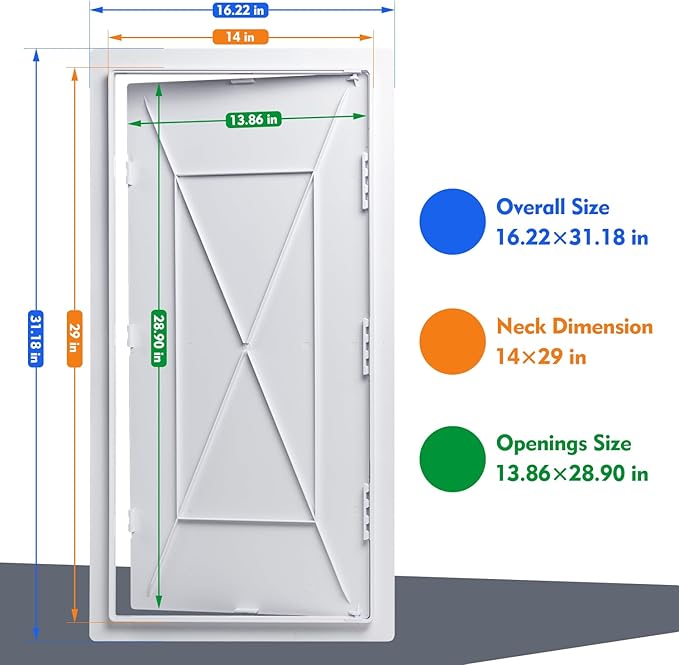 Donext Access Plumbing Panel for Drywall Ceiling, 14x29 in Plastic Access Door, Wall Hole Cover Plate for Plumbing & Electrical & Wiring, White