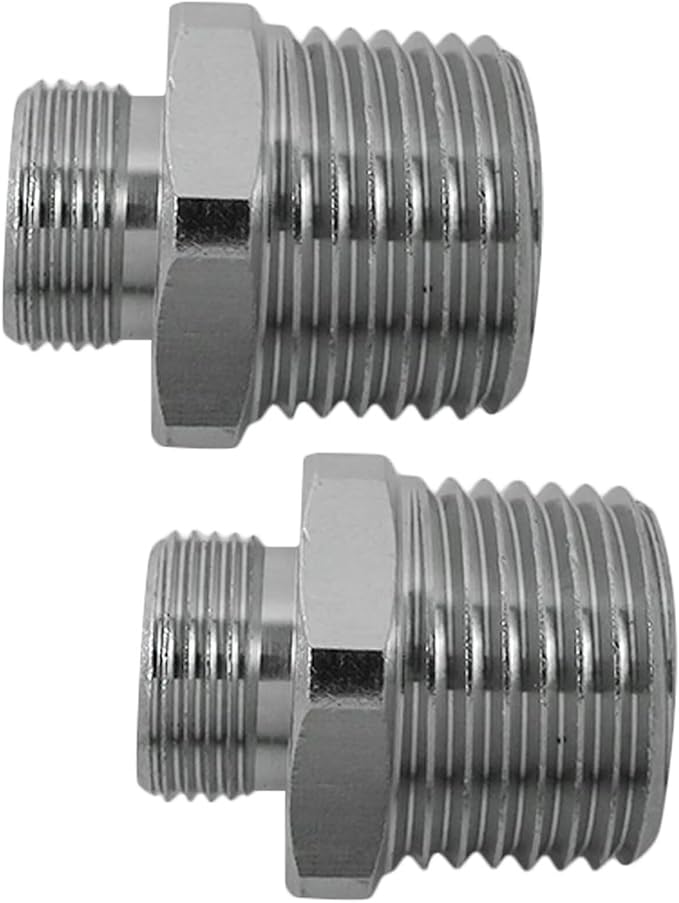 Homesweet 1/2 to 3/8 Reducer Faucet Adapter - Compression Brass Pipe Fitting, 3/8 Male to 1/2 Male Supply Line Adapter for RV Kitchen Plumbing, Water Hose Pipe Connector with Rubber Washer, (2 Pack)