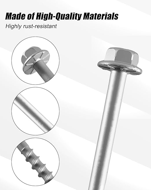 9 x 2-1/2 Inch SD Connector Screws Mechanical Galvanized Material, 1/4 Inch Hex Head, Heavy-Duty Outdoor Wood Screws Assortment Fastener, 500 Pcs