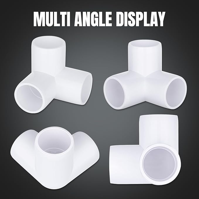 20-Pack 3 Way PVC Fittings 1/2 Inch, Furniture Grade PVC Pipe Connector Elbow for All DIY Structure and Frames
