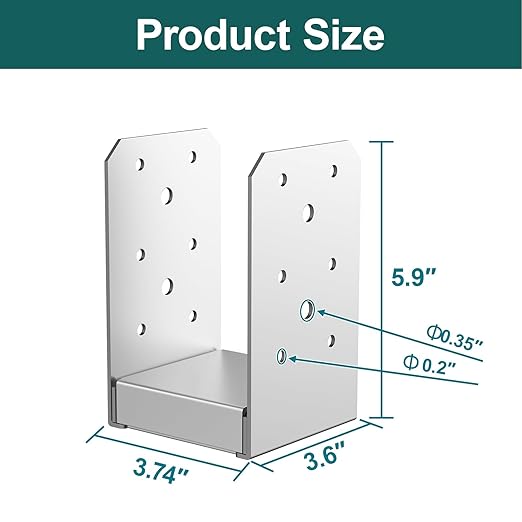 SPACEEUP 4x4 Post Base, Internal 3.5" x 3.5" Post Anchor 3pcs Adjustable Post Base Stainless Steel Concrete Post Anchor for Pavilion Deck Railing Support Decorative Anchor Plate
