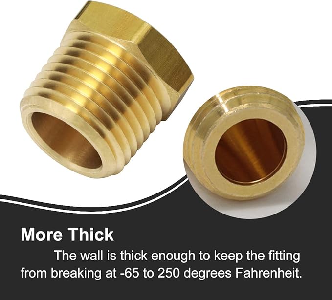 2pcs 1/2 Inch NPT Male Thread to 3/8 Inch NPT Female Thread Brass Pipe Fitting Reducing Hex Head Hose Bushing Tube Adapter Convert