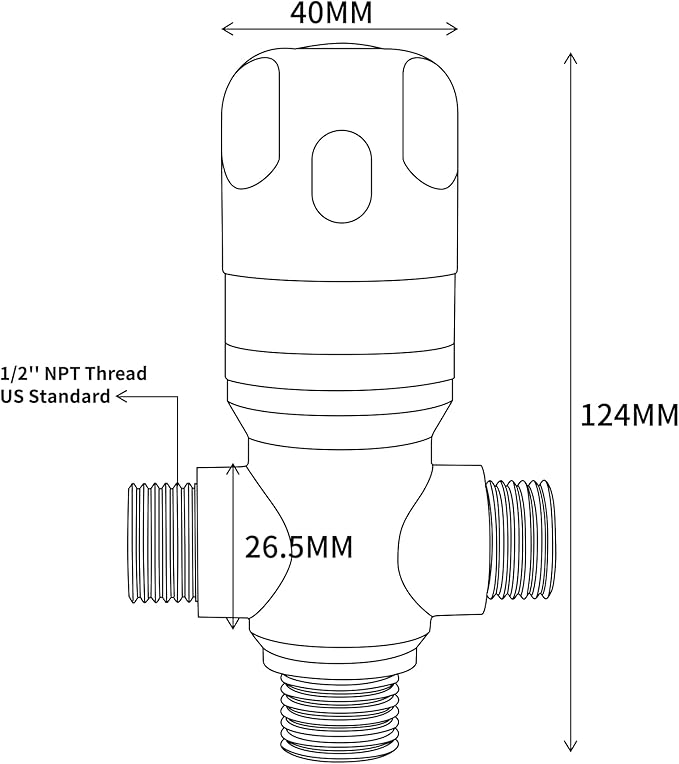 Thermostatic Mixing Valve with 1/2 NPT Male Connection, Water Temperature Constant Control Valve, Fahrenheit Scale Mark, Solid Brass,Grey