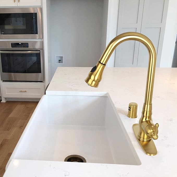 Akicon Brushed Gold Brass Finish Kitchen Dishwasher Air Gap Cap, Air Gap Cover for Replacement