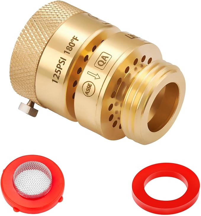 1 Pack 1-1/16" Fine Thread (Female) Lead-Free Self-Draining Vacuum Breaker, PK 1390 Replacement Hose Bib Backflow Preventer with washers and Sealing Tape for Garden & indoor Spigot