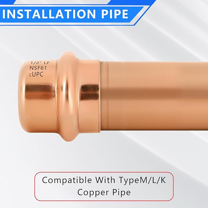 10-Pack YVSKM 1/2" Copper Press Cap, Lead-Free Copper Pipe Fitting End Cap for Press Plumbing Systems, Hot & Cold Water, HVAC & Potable Water Applications