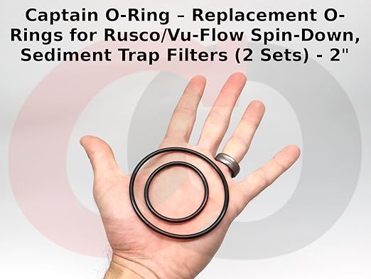 Captain O-Ring – Replacement O-Rings for Rusco/Vu-Flow Spin-Down, Sediment Trap Filters (2 Sets) [Select Size .75OR, 1OR, 1.5OR, or 2OR] (2" Filter (2OR) - 2 Sets)