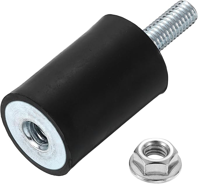 uxcell M6 Rubber Mounts, 1Pcs 20x30mm(DxH) Rubber Cylindrical Anti Vibration Isolator Shock Absorber with Lock Nut for Car Bobbin Generator Air Compressors
