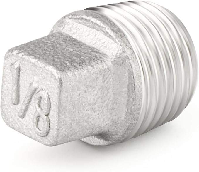 TAISHER 10PCS 304 Stainless Steel Outer Square Thread Socket Pipe Plug Fitting 1/8" NPT Male