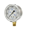 PIC Gauges PRO-201L-254S 0-6000 PSI Pressure Gauge, 2 1/2" Dial, 1/4" Male NPT Connection, Bottom Mount, Dual Scale, Glycerin Filled, Stainless Steel Case/Bezel, Brass Internals & Plastic Lens, 0/15