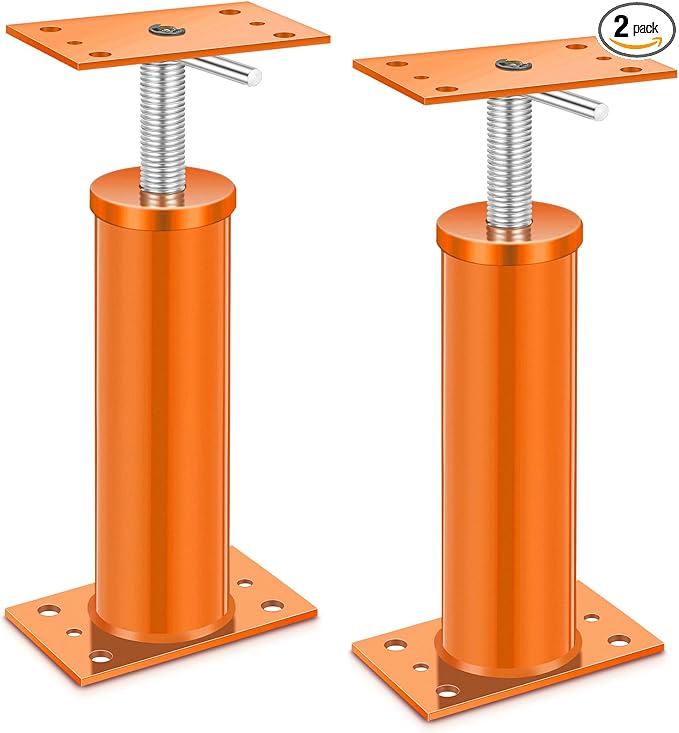 2 Pcs House Jacks for Leveling, Adjustable Jack Post 12"-16" Basement Floor Jack, Supports Stabilizer Screw Jacks for House Foundation, Stairs, Porches, Roof Beams, Load Capacity 11023 Lbs