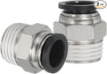 MECCANIXITY 2 Pcs NPT Push to Connect Air Fittings, Male Straight 1/2" Tube OD x 1/2" NPT Thread Air Quick Connector Coupling Adapter for Gas Hose Pneumatic Tools, Black