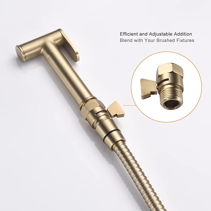 Brushed Gold Shower Head Shut Off Valve, 1/2" NPT Flow Control Valve, Brass Water Pressure Regulator