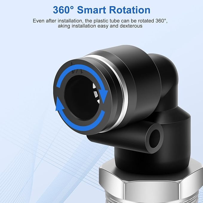10 Pcs Push to Connect Fittings 1/4 Inch Tube OD x 3/8 Inch NPT Thread Pneumatic Male Elbow Quick Connect Air line fittings