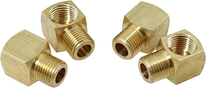 4PCS 90 Degree Street Elbow Brass Pipe Fitting 1/8 Inch NPT Female to 1/8 Inch NPT Male Elbow Fitting for Gas and Refrigeration and Hydraulic Application