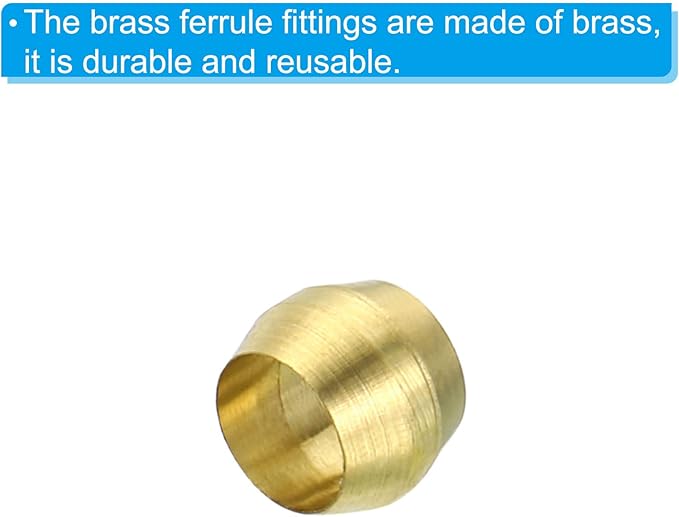PATIKIL 4mm Tube OD Brass Compression Sleeves Ferrules, 50 Pack Brass Ferrule Fitting Brass Compression Fitting Assortment Kit for Air Water Gas Pipe