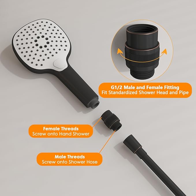 Shower Head Shut Off Valve G1/2'' Shower Flow Control Valve Brass Shut Off Valve for Handheld, Shower Arm or Bidet Sprayer(Oil Rubbed Bronze)