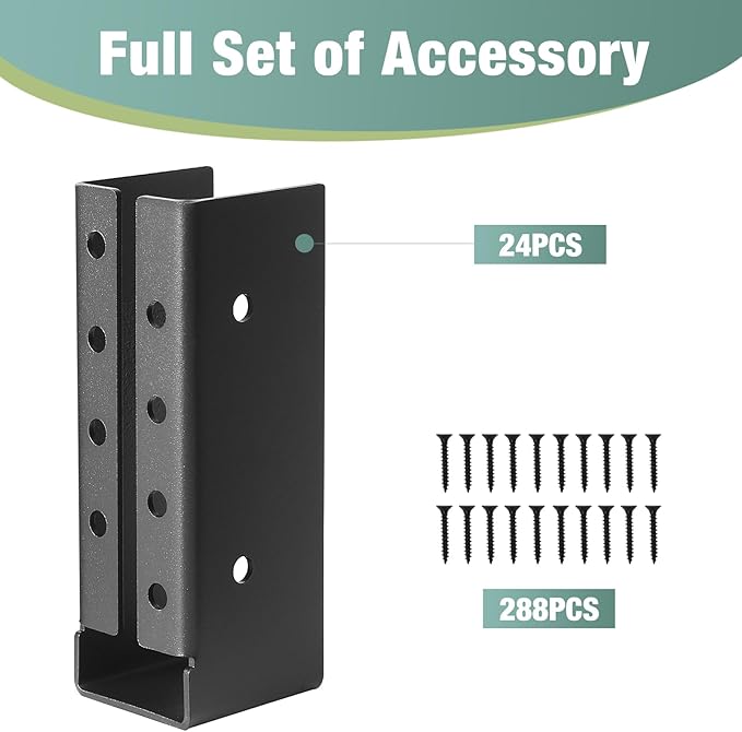 Concealed Joist Hanger 24PCS,2"" x6 Joist Brackets,Framing Bracket,Railing Brackets,Q235B Steel Powder-Coated Joist Bracket Fit for 2"" x6 Beam,Swing, Handrail,Fence