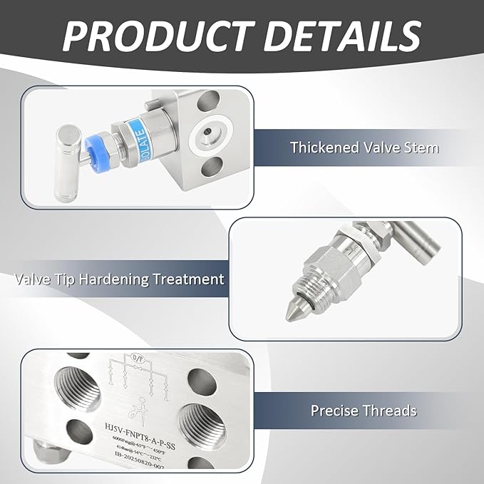 5 Valve Manifold 316 Stainless Steel 5 Way High Pressure Manifold Gas Distributor for Pressure Gauges and Pressure Transmitters from Rosemount, Siemens, Honeywell, E+H
