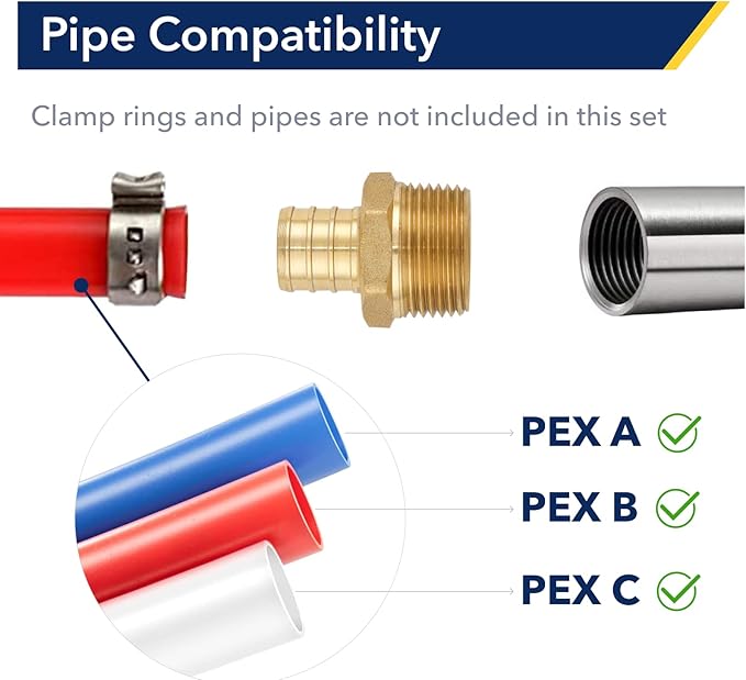 Brass Pipe Fitting 1/2 pex * 1/2 Inch NPT Male Adapter - Anti-Corrosion, Lead-Free, Easy Installation - 5 Year Warranty - Multiple Certifications (Pack of 5)