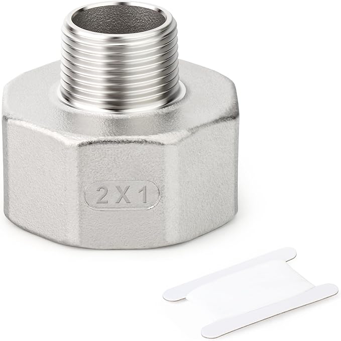 TAISHER 1PCS 304 Stainless Steel Pipe Fitting, Reducer Adapter, 1" NPT Male x 2" NPT Female