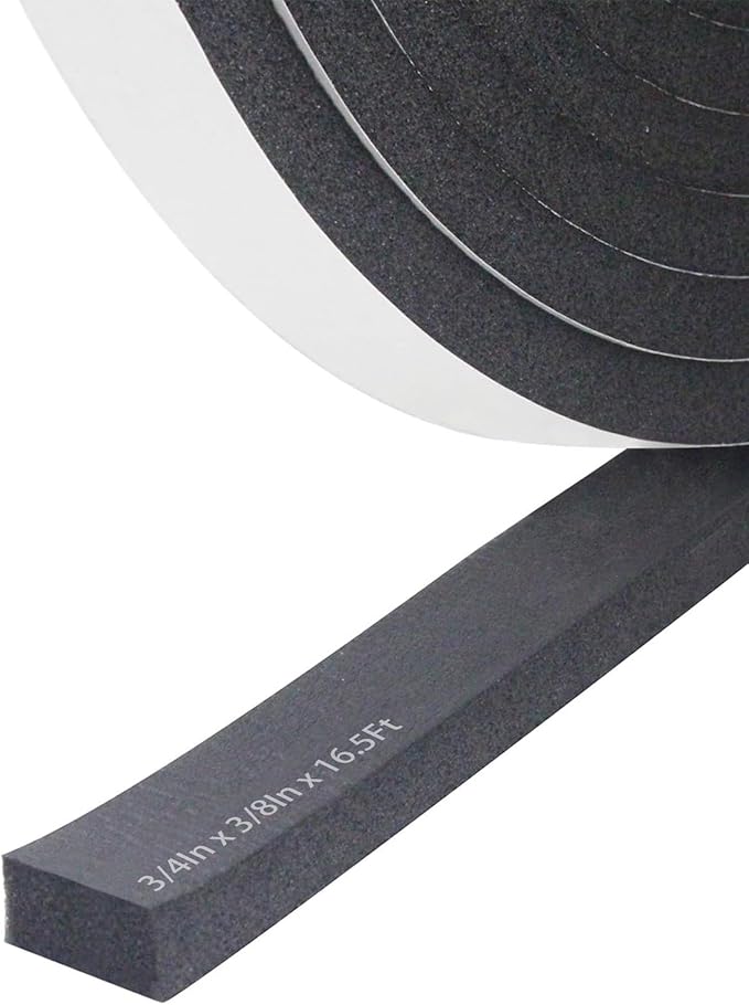 Storystore Foam Insulation Tape Self Adhesive, 3/4In x 3/8In x 16.5Ft Weather Stripping for Doors and Windows, Sound Proof Soundproofing Door Seal, Weatherstrip, Air Conditioning Seal Strip