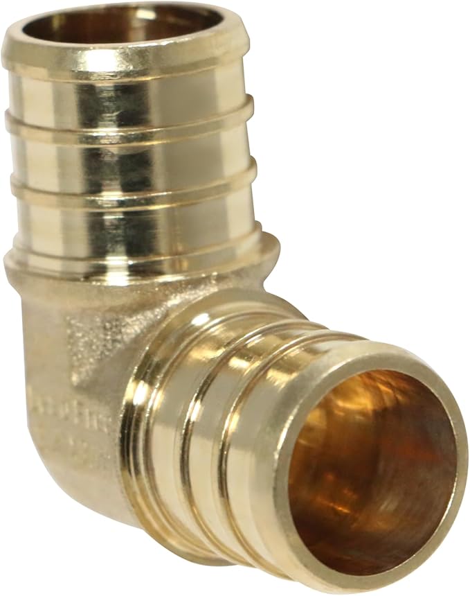 XFITTING Pex 3/4 Inch x 3/4 Inch Pex Elbow Brass Crimp Fitting, 23-2-2=10X, 10 Pieces