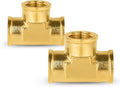 2-PCs HeSun Brass Pipe Fitting, 1/2" x 1/2" x 1/2" NPT Female Thread Tee