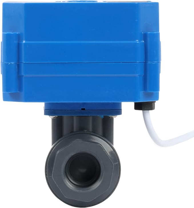 U.S. Solid 1/2" UPVC Motorized Ball Valve - Plastic Electrical Ball Valve with Standard Port, 2 Wire Auto Return, 9-24V AC/DC, Normally Closed