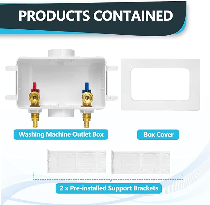 Washing Machine Outlet Box, Center Drain, 1/2 Inch Pex Crimp Inlet x 3/4 Inch MHT Outlet Connection, Laundry Washer Valve Outlet Box (Pack of 30)