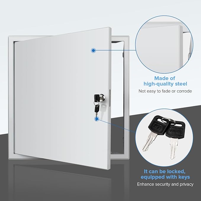 Donext Access Panel for Drywall/Ceiling, Wall Hole Cover with Lock and Keys, 16"x16" Metal Access Door, Concealed Service Door for Electrical and Plumbing