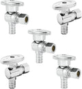 5-PCs HeSun Pex Angle Stop Valve, 1/2" Pex x 3/8" OD Compression Angle Stop, 1/4 Turn Shut Off Valve for Bathroom, ASTM F1807(VALVE076-5)