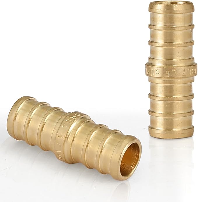 50-Pack HeSun PEX Fittings, 3/4"x3/4" Pex Straight Coupling, Brass Crimp Fitting for Pex Pipes, ASTM F1807(PEX1807006-50)