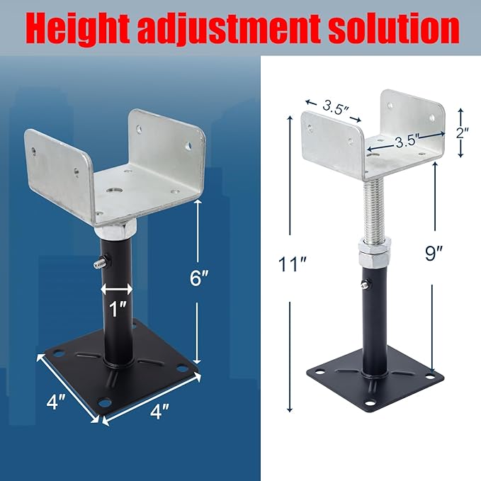 4 Pack U-Shaped Floor Jack for 4x2, 4x4, 4x6 Joists - Adjustable Steel Telepost with U-Head, Mini Screw Jack, Post Jack.6-9 Inch Adjustment Range.
