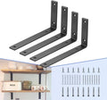 CLT Black Shelf Bracket, 8” X 4.3” Quarter Inch (1/4") Thick- Max Load: 440 lb Rustic Industrial Modern Farmhouse Heavy Duty Cold Rolled Steel Bracket for Table Bench, Space Saving DIY, Pack of 4