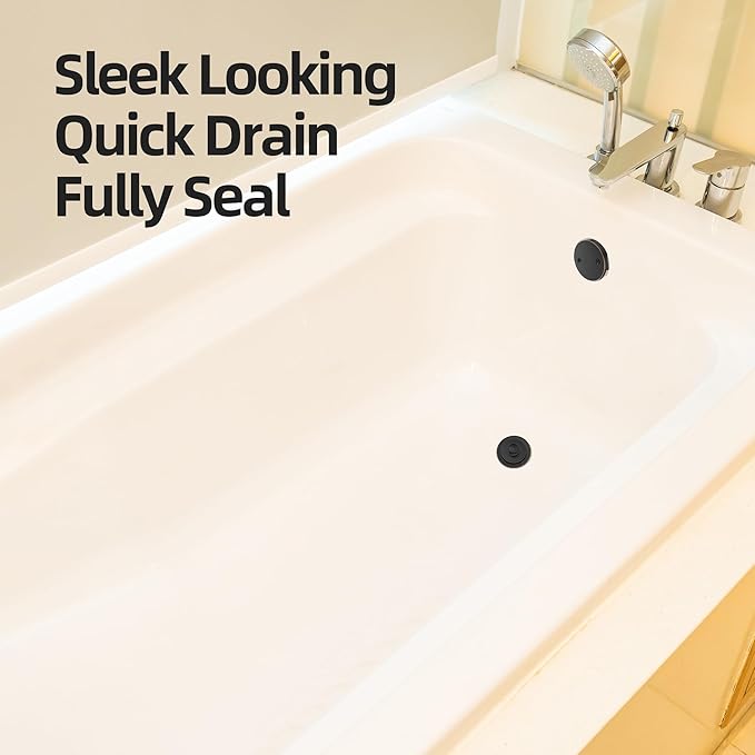 Oil Rubbed Bronze Bathtub Drain, Hair Catcher and 2-Hole Overflow Faceplate, 11.5/16 UNC, Lift and Turn Bathtub Drain Replacement, Tub Drain Stopper