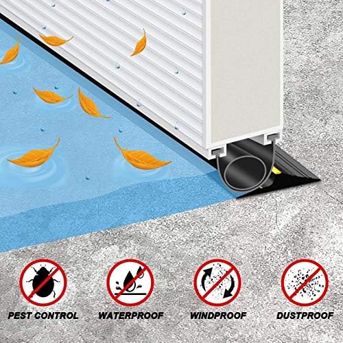 Jin&Bao Universal Garage Door Threshold Seal Strip 10FT Kit, Bottom Waterproof Rubber Weather Stripping Replacement（Yellow, 1 Adhesive）