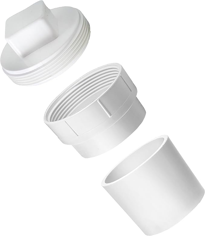 UYHSEI4" PVC Sewer Cleanout Adapter with Cover & Plug, DWV Flush Sewer Cleanout Cap, Hub x Hub Coupling for 4-Inch Sewer & Drain Pipe, Plumbing and Irrigation System (4 inch kit)