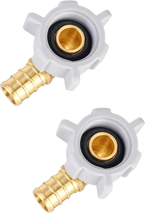 2-Pack EFIELD Pex 1/2" Pex x 1/2" Female NPT Swivel Elbow Brass Barb Crimp Fittings, ASTM F1807,(PEX1807208-2PCS)
