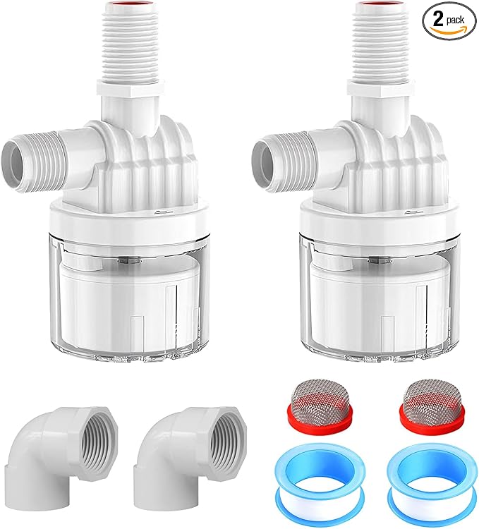2 Pack 3/4" Water Float Valve Inside Type, 3/4 Inch Top Inlet Automatic Water Level Control Valve Uesd for Water Tank, Swimming Pools, Livestock Tanks, Aquaculture, Aquariums