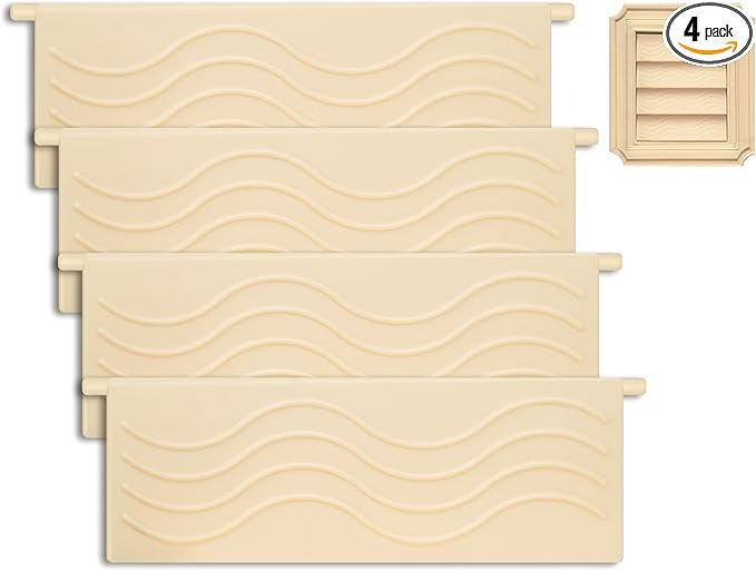 4-Pack Dryer Vent Cover Replacement with Enhanced Rippled Design - Premium Plastic Polymer Dryer Exhaust Vent Cover Replacements, Weather Resistant Exterior Dryer Vent Flap Replacement (Beige)