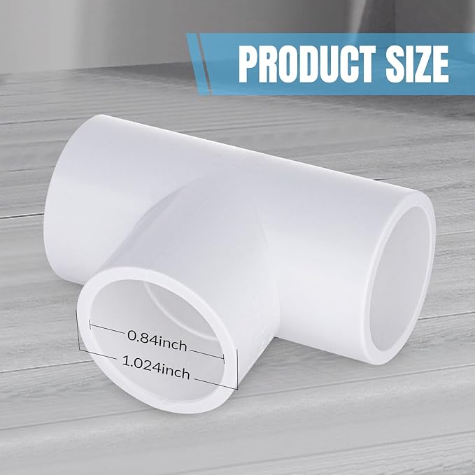 3 Way Tee PVC Fittings, 1 inch Furniture Grade Fittings, Tent PVC Connectors and Greenhouse Pipe Fittings(16 packs)