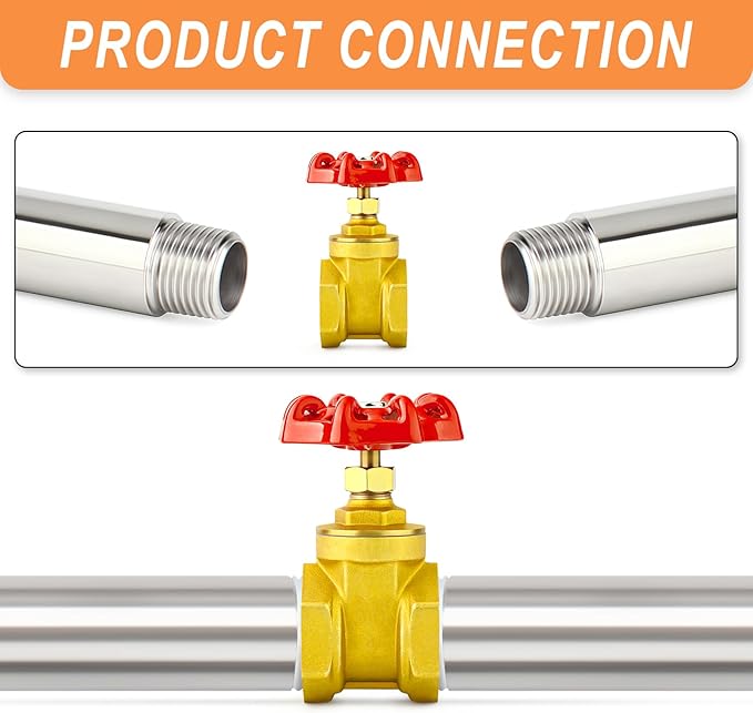 GASHER 1PCS 1 Inch Brass industrial Gate Valve, Heavy-duty Rotary Sluice Valve with Female x Female Threads, with Wheel Handle, For Water, Oil, Gas