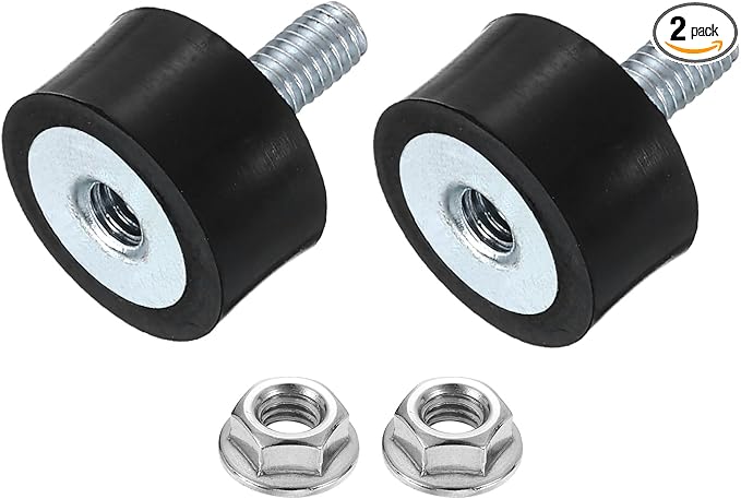 uxcell M4 Rubber Mounts, 2Pcs 15x8mm(DxH) Rubber Cylindrical Anti Vibration Isolator Shock Absorber with Lock Nut for Car Bobbin Generator Air Compressors